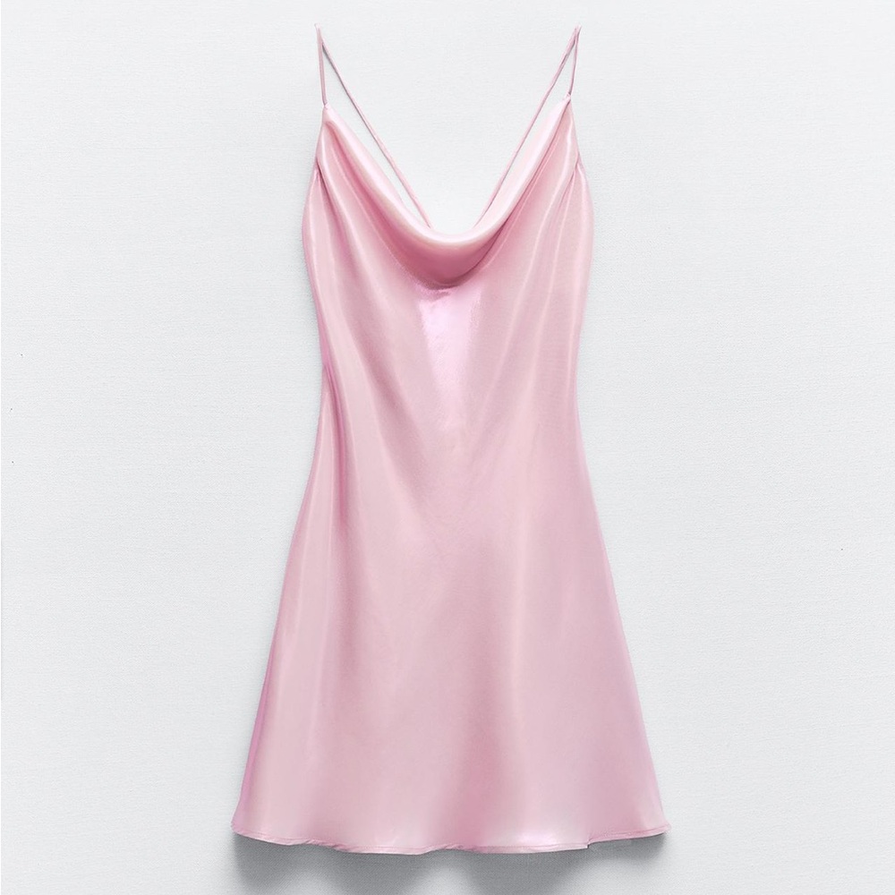 ZARA PINK METALLIC SLIP DRESS
